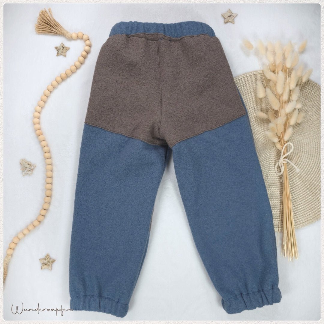 Hose Merino - Wollwalk *Blau & Greige* - Wunderzapfen -