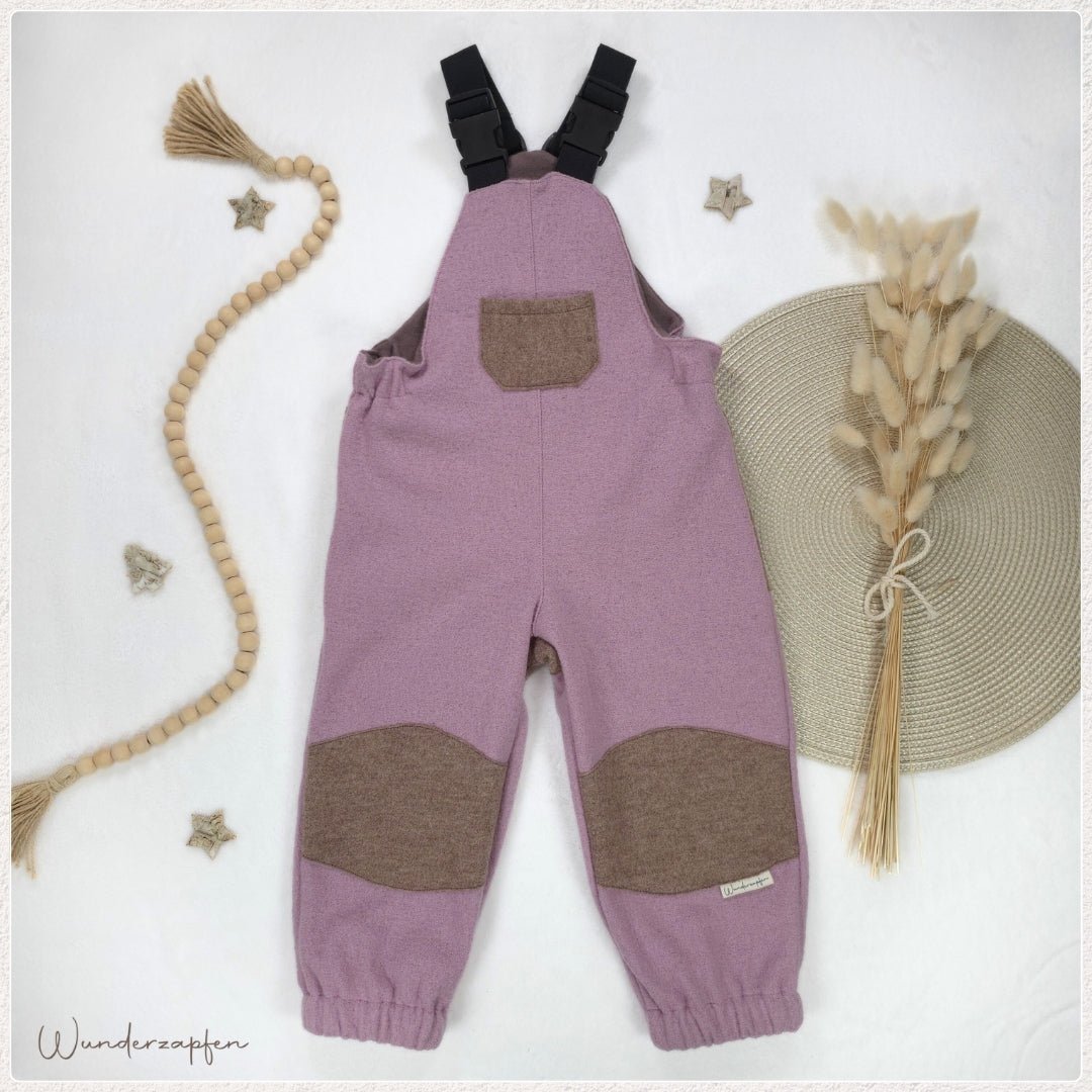 Latzhose Merino - Wollwalk *Rosa & Taupe* - Wunderzapfen -
