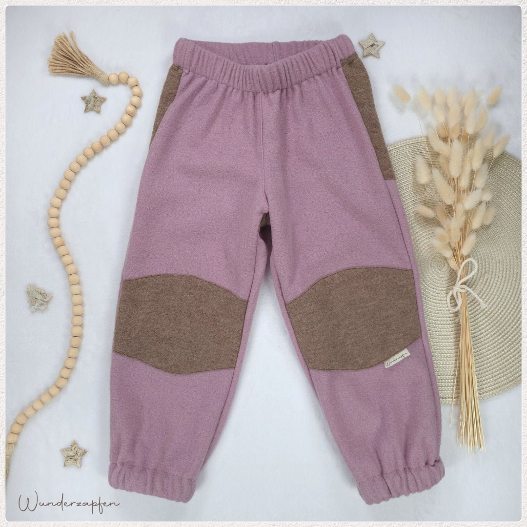 Hose Merino - Wollwalk *Rosa & Taupe* - Wunderzapfen -