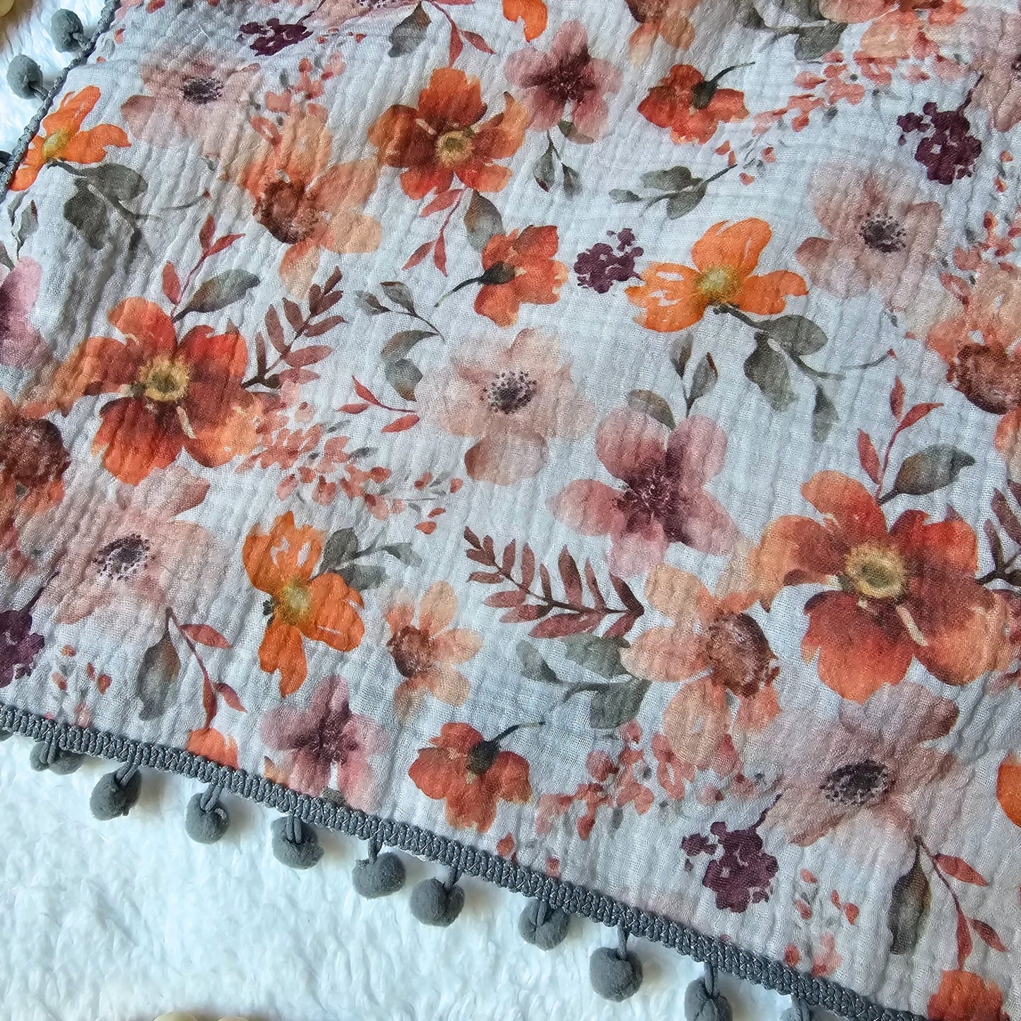 Badeponcho *Rote Blumen* Gr. 98/104 - Wunderzapfen -