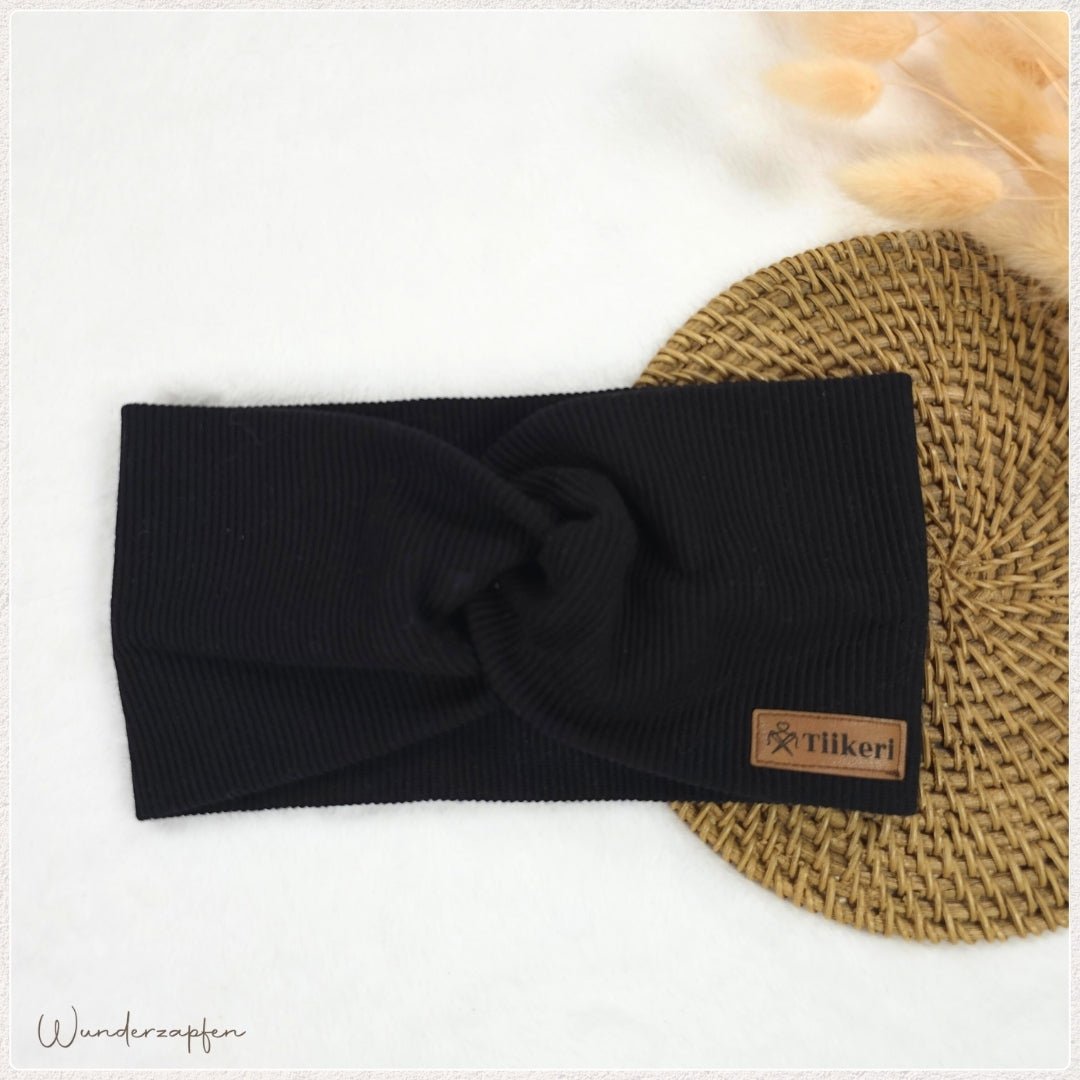 Knotenstirnband *Ottoman schwarz* - Wunderzapfen -