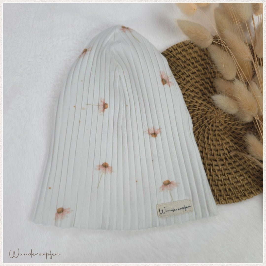 Beanie *Breitripp Blume* für KU 44 bis 45cm - Wunderzapfen -
