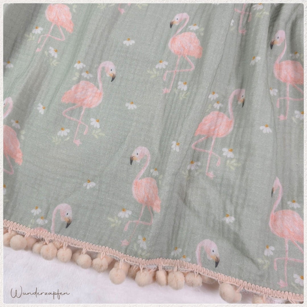 Badeponcho *Flamingo* mit Pompomborte Zartrosa - Wunderzapfen -