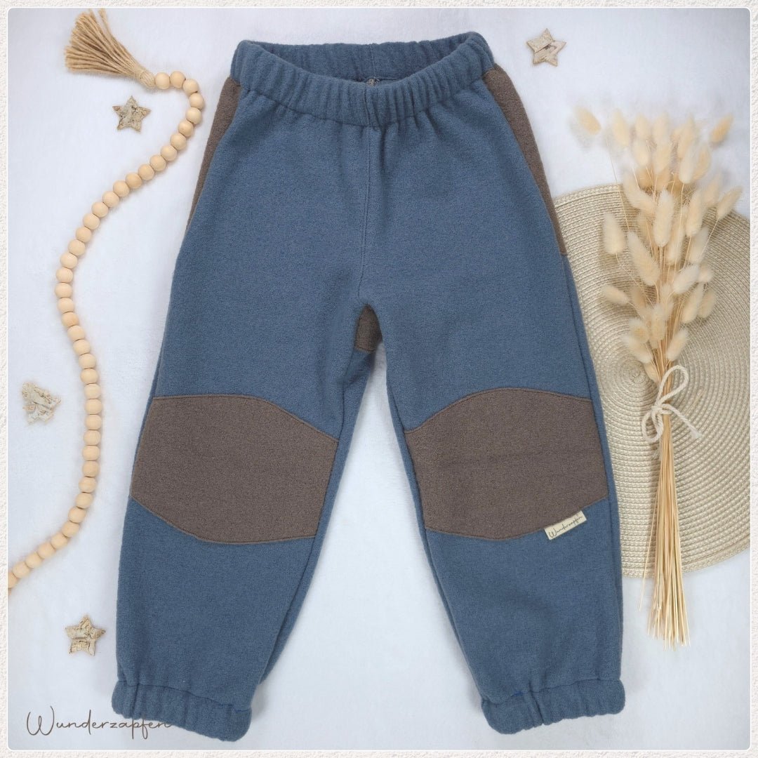 Hose Merino - Wollwalk *Blau & Greige* - Wunderzapfen -