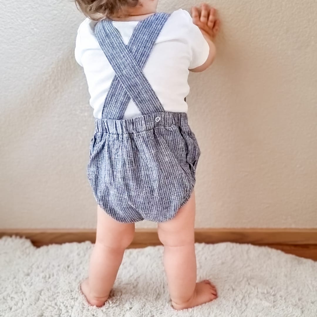 Leinen - Romper mit Brusttasche - Wunderzapfen -