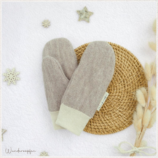 Fäustlinge *Hellbeige* mit hellem Bündchen