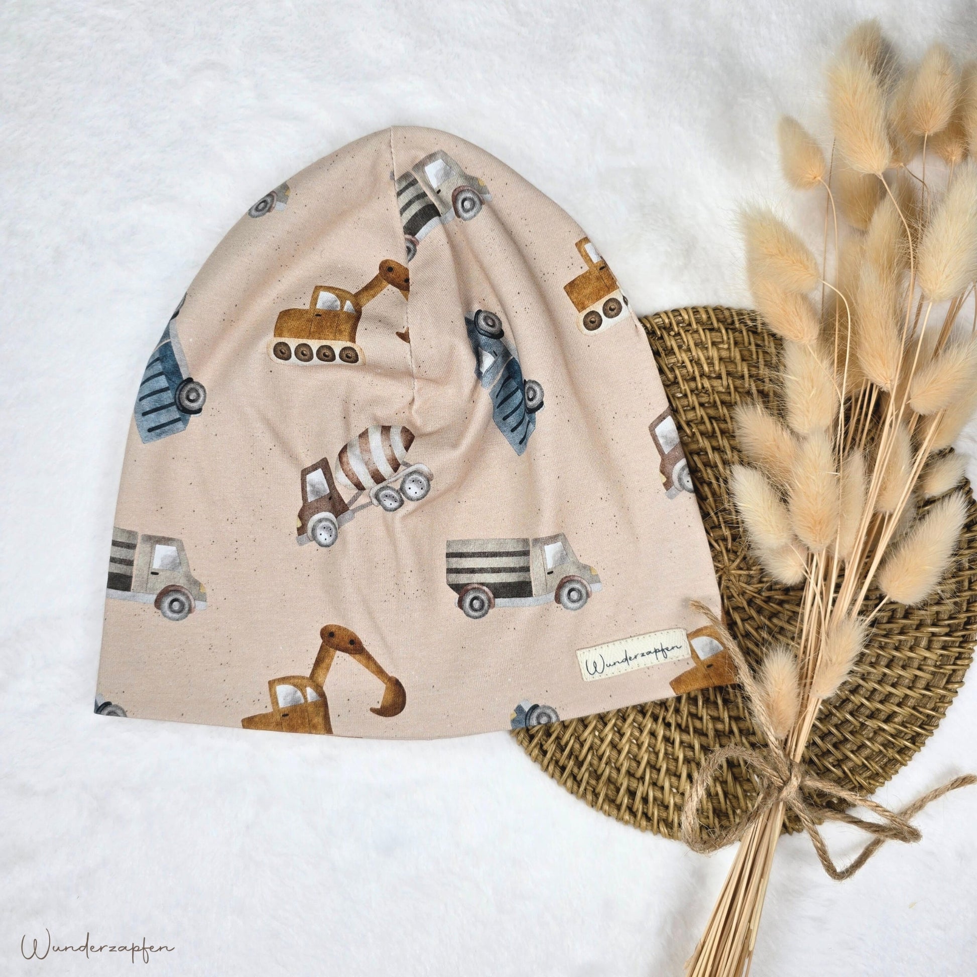 Beanie *Baustelle beige* für KU 50 - 52cm - Wunderzapfen - 