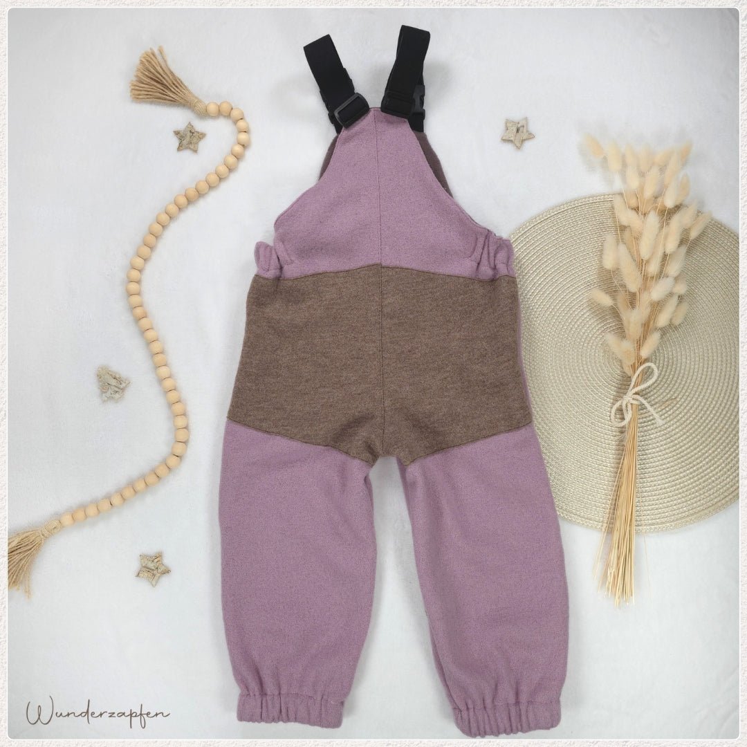 Latzhose Merino - Wollwalk *Rosa & Taupe* - Wunderzapfen - 